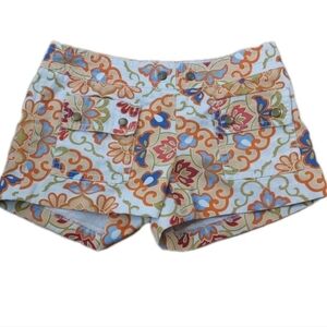 J Crew City Fit Y2k Retro Booty Shorts Woman Sz 2 Side Zip Vtg 90s Boho Floral